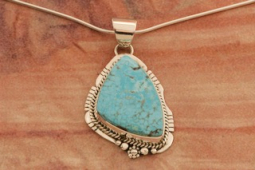 Genuine Kingman Turquoise Sterling Silver Native American  Pendant